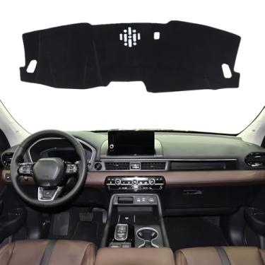 Imagem de LLKUANG Capa de painel de carro compatível com Honda Pilot 2023 2024 2025 (sem HUD), capa de painel de carro de poliéster protetor de tela antiderrapante acessórios de placa de painel (LHD) (preto)