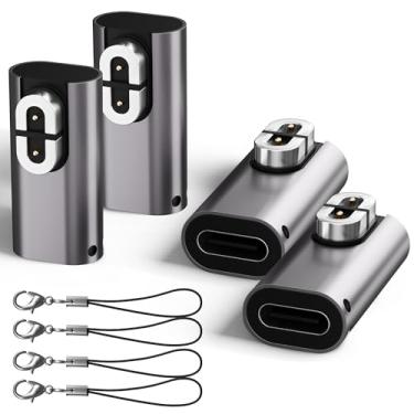 Imagem de Veeloon Adaptador de carregador de substituição para fones de ouvido Shokz, carregador magnético USB C, conversor reto, compatível com Aftershokz Aeropex, Shokz OpenRun Pro/Air/Mini, OpenComm2,