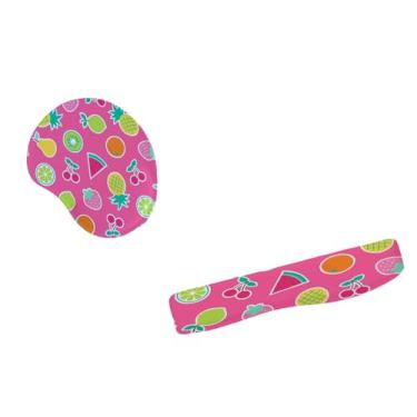 Imagem de Kit Mouse Pad E Apoio Teclado Ergonômico Festival De Frutas