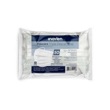 Imagem de Mascara tripla elastica branca c/ 50 un inoven