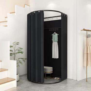 Imagem de Provador, 200 x 100 x 95 cm, provador com cortina de sombreamento, vestiário portátil para loja de roupas, shopping center, escritório, preto, grande