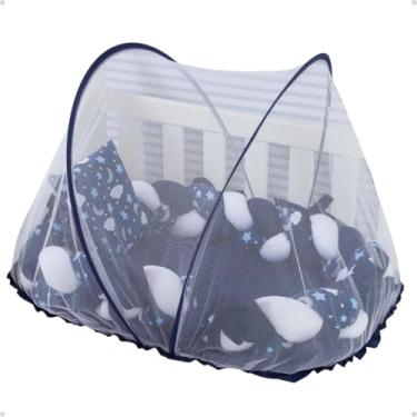 Imagem de Mosquiteiro Tule Elástico Com Ninho Redutor Berço Portátil (Marinho - Estrela Lua)