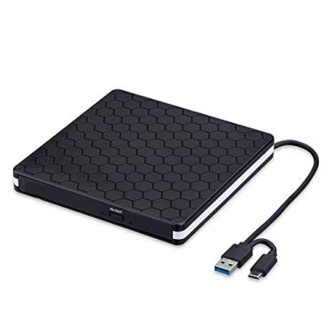 Imagem de Leitor de DVD externo CD DVD gravador e leitor com USB 3.0 Tipo-C portátil Plug Play Superdrive para laptops, desktop, PC, Macbooks, Mini DV Player