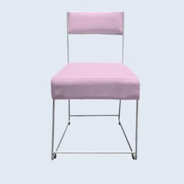 Imagem de Cadeira Atena Base De Ferro Maciço Prata Suede Rosa Bebê D`classe Decor