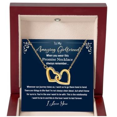 Imagem de Colar com pingente de coração entrelaçado de aço inoxidável para namorada com zircônia cúbica, presente romântico para namoradas, aniversário, dia dos namorados ou joias de Natal para mulheres, 1, Aço