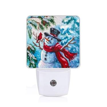 Imagem de GANTINIR Luz Noturna De Boneco Neve Inverno, Pássaro Vermelho Natal, Lâmpada Led Branca, Luminária Mesa Decorativa Com Eficiência Energética Para Quarto, Corredor, Escadas, Banheiro