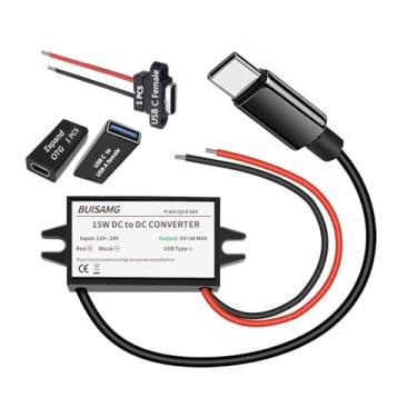 Imagem de BUISAMG Conversor Dc 24V 12V Para 5V, Adaptador De Módulo Redutor Energia Compatível Com Raspberry Pi 4, Celular, Solar, Usb C Fêmea Carro, 2,2 Pés