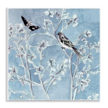 Imagem de Stupell Industries Design artístico de placa de parede de par de pássaros serenidade cunhada por Melissa Wang, 12 x 12