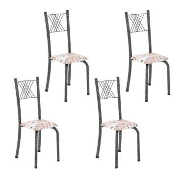 Imagem de Cadeiras para Sala de Jantar 4 Unidades Sara Botanic Bege / Prata