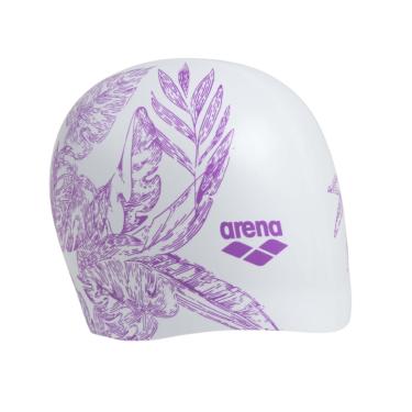 Imagem de Arena Touca de natação de silicone moldado Sirene para mulheres natação super elástica durável touca de banho para cabelos longos ajuste apertado, Cecilia White, tamanho único