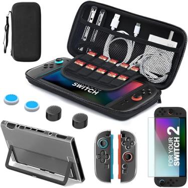 Imagem de Carrying Case for Nintendo Switch 2 Storage Bag, 9 in 1 Switch 2 Accessories Bundle with Console Protective Case, Joycon 2 Shell, Screen Protector, Game Card Slots, Thumb Grips, Portable Travel Bag