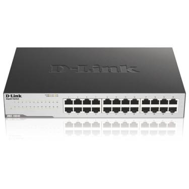 Imagem de Interruptor de Ethernet D-Link, 24 portas Gigabit rede não gerenciada hub de Internet Desktop Rackmount, Plug N Play (DGS-1024C), preto