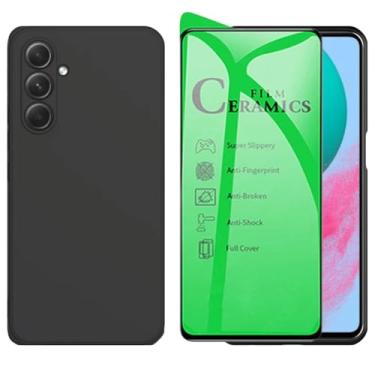Imagem de Capinha Aveludada Para Galaxy M54 Capa Preta Proteção Câmera + Película Cerâmica Nanogel Anti Impacto