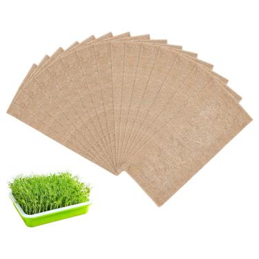 Imagem de WADORN 15 peças de tapete de cultivo de juta para microgreens, tapete hidropônico de germinação de sementes de 35 x 16 cm, kit de cultivo de microgreens, tapete de cultivo de fibra de cânhamo para