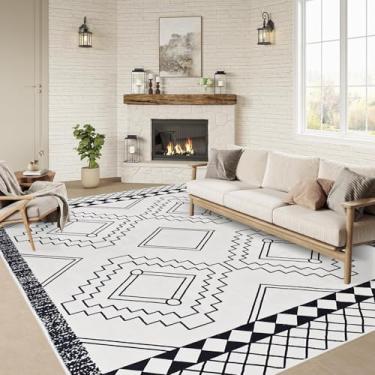 Imagem de Poowe Tapete de área, 9,5 x 1,8 m, xadrez creme, lavável, vintage, tradicional, fino, retrô, cozinha, interior, tapete antiderrapante para sala de estar, quarto, sala de jantar