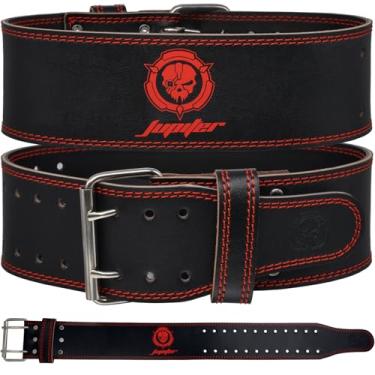 Imagem de Cinto de levantamento de peso (6 mm de espessura) - couro legítimo, oferecendo suporte para as costas. Fivela de duas pontas, ideal para levantamento de peso, levantamento de peso, agachamentos e