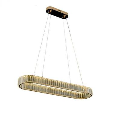 Imagem de Lustre de Cristal Moderno Led 40w 3000k Metal Dourado 90cm - Sindora