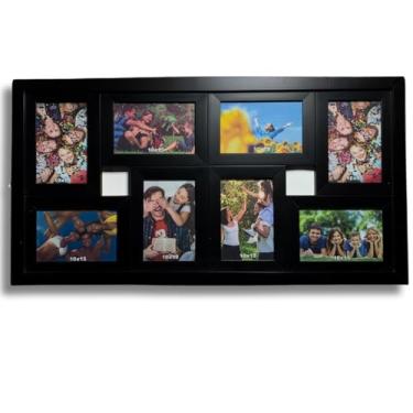 Imagem de Quadro Multifotos 10x15 Painel Preto Pop 8 Fotos Parede Moldura com Vidro Porta Retrato Para Sala Premium IMPORT&SHOP