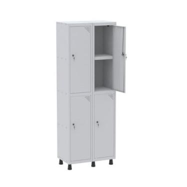 Imagem de Armário Locker 2 Colunas, 4 Portas com Prateleira Central com Duas Cha