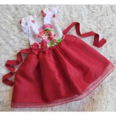 Imagem de Vestido Menina Infantil Tule Temático Moranguinho - EDYNHOKIDS, 03 ANO