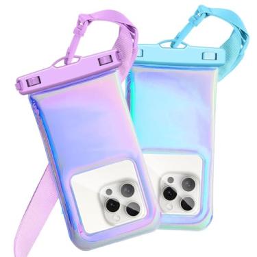 Imagem de Bolsa de telefone flutuante à prova d'água 2 Pax para iPhone 17 16 Pro Max/15/14/13/12, bolsa seca para celular de viagem IP68, bolsas essenciais para navio de cruzeiro de praia com cordão transversal