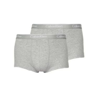 Imagem de Cueca Calvin Klein Low Rise Trunk Print Cinza Mescla Pack 2UN, M/M