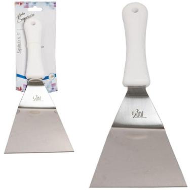 Imagem de Espatula de cozinha degrau de inox cabo plastico branco 6,5'' na carte