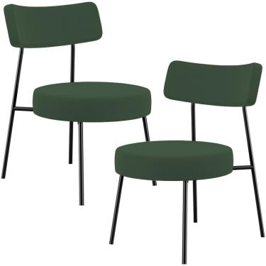 Imagem de Kit 02 Poltronas Decorativas Para Sala De Estar Base Fixa Londres L02 Suede Verde Musgo - Lyam