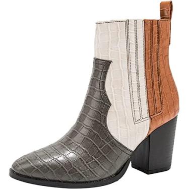 Imagem de Botas femininas de trabalho cano curto para mulheres bico fino, Cinza, 9.5