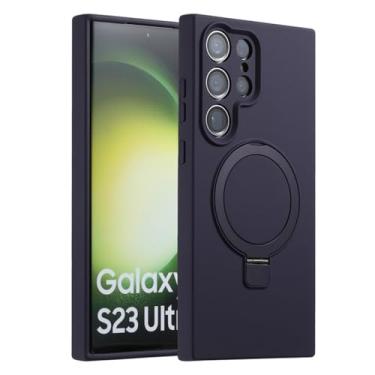 Imagem de Capa de silicone líquido com suporte magnético de metal para Samsung Galaxy S23 Ultra S23 Plus S23 Skin Feel Capa de carga sem fio, T4, para Samsung S23Ultra