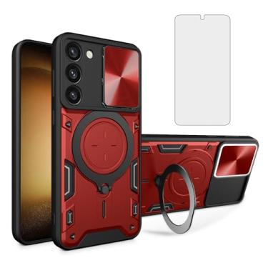 Imagem de Asuwish Capa de telefone para Samsung Galaxy S23 Plus S23+ 5G capa magnética para câmera deslizante com protetor de tela de vidro temperado e suporte de anel acessórios para celular S23plus 23S + S 23