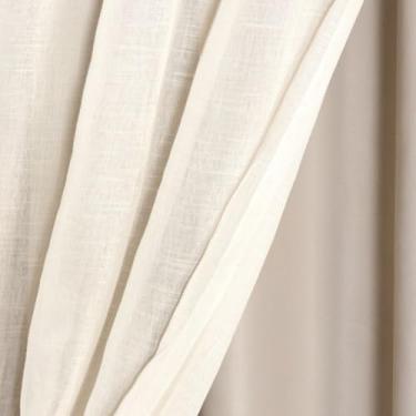 Imagem de Cortina Voil Linho Forro Blackout Largura 6,00 Metros Trilho Suíço Duplo(Palha,2,70)