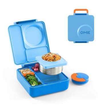 Imagem de Omie Box Bento Box para crianças – Lancheira isolada com jarra térmica à prova de vazamento – 3 compartimentos, 2 zonas de temperatura (céu azul)