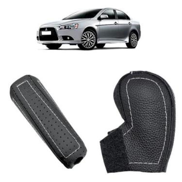 Imagem de Capa Couro Manopla Câmbio Automático e Alavanca Freio de Mão Mitsubish