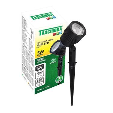 Imagem de Espeto Led Para Jardim Taschibra Noir Mr11 3w Preto Bivolt 3000k Luz Quente