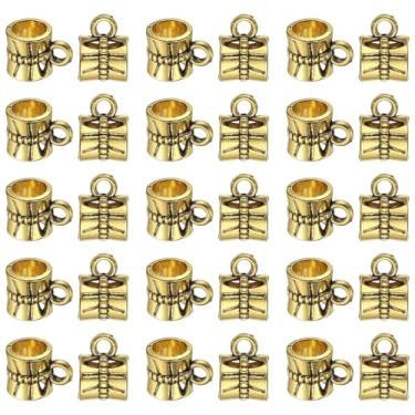 Imagem de PATIKIL 120 peças de miçangas, espaçador de contas, fecho de fiança, tubo de liga metálica, tubo solto, anel de gancho, conectores com pingente de laço para fazer joias, pulseira, colar, ouro retrô