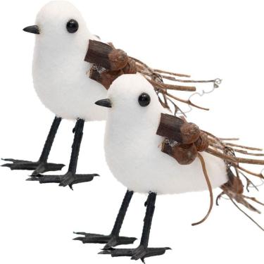 Imagem de Kit 12 Passarinhos Branco Natal Decoração Em Isopor 10cm