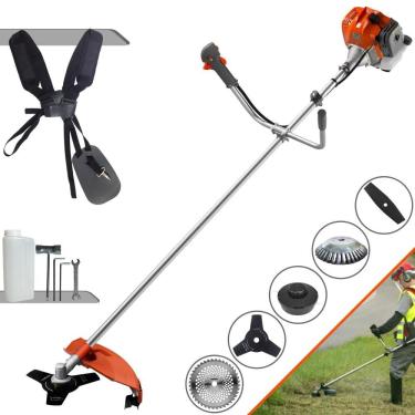 Imagem de Roçadeira Aparador de Grama À Gasolina RL430ACNTK 43cc 1,7HP Com Carretel e Faca 2 Pontas + Faca 3 Pontas, Faca 40 Dentes de Vídea e Escova de Aço