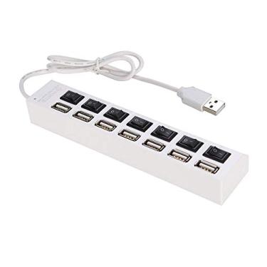 Imagem de HUB USB com 7 Portas Interruptores On Off Cabo Longo para Notebook Desktop PC Dispositivos de Carregamento Transferência Dados Alta Velocidade 480Mbps