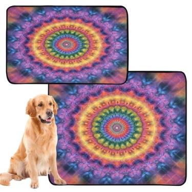 Imagem de CEBUGI Almofadas de xixi laváveis para cães, pacote com 3, almofadas impermeáveis para filhotes de cachorro, antiderrapantes, à prova de vazamento, para cama de cercadinho, estampa tie-dye