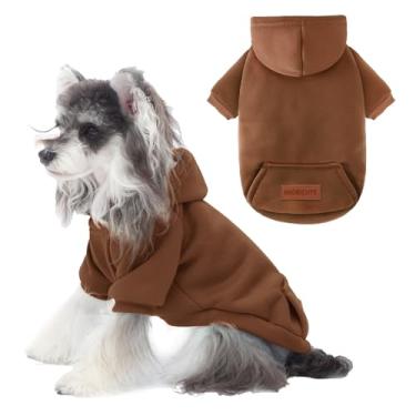 Imagem de Pacote com 2 moletons com capuz para cães quentes para clima frio roupas para cães pequenos e médios para homens e meninas meninos uso diário (café, P (Costas: 27 cm, Peito: 41 cm)