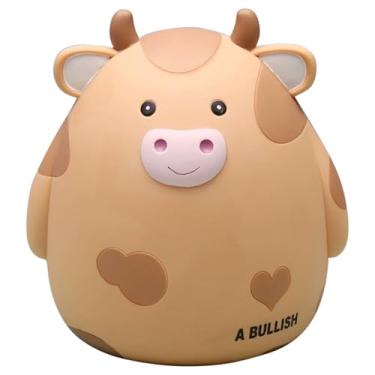 Imagem de Cofrinho de vaca para crianças, cofrinho inquebrável, lindo cofrinho de vaca preto, branco e amarelo, caixa de economia de dinheiro de grande e pequena capacidade, presente de aniversário de Natal