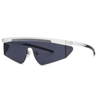 Imagem de HPIRME Armação de óculos feminina de luxo com meia armação integrada e proteção UV400 (transparente)