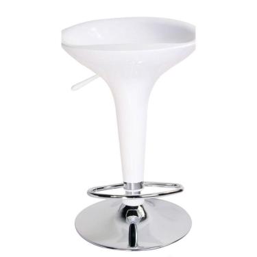 Imagem de Banqueta Bar Em Abs Base Aço Cromado Encosto Baixa Branca Kala