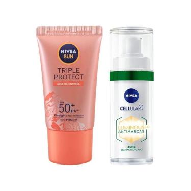 Imagem de Sérum Facial Nivea Antimarcas Luminous 630 Acne 30ml + Protetor Solar Facial Nivea FPS 50 Sun-Feminino