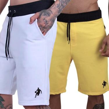 Imagem de Kit 2 Bermudas Basquete Futebol Calção Masculino Moletom Bolsos Laterais Dibre-Masculino