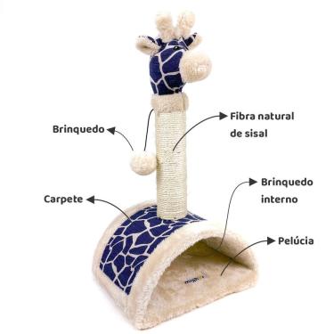 Imagem de Arranhador de gato luxuoso, multifuncional com estampa de animal para estimular a caça e brinquedos