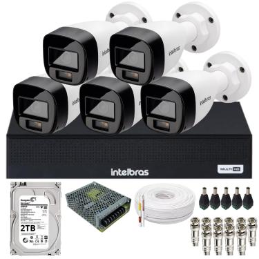 Imagem de Kit 5 Câmeras Intelbras Alta Qualidade Vhd 1220 B Full Color Dvr Intelbras 08 Canais 1108-c C/Hd 2Tb