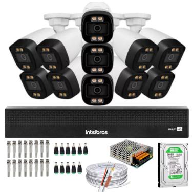 Imagem de Kit 11 Câmeras Segurança FullColor Visão Noturna Colorida 1080p 2.8mm Dvr Intelbras 500gb