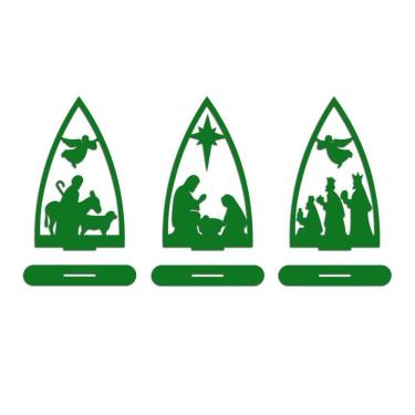 Imagem de Trio Presépio Natal 9cmx15cm - Cria Arte Laser Verde